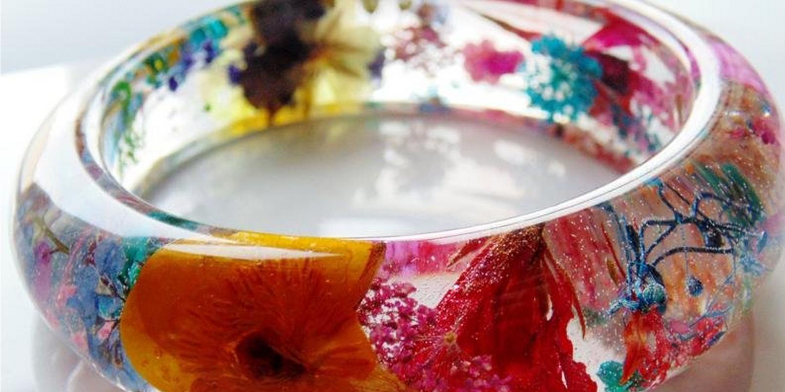 Etsy-Flower-Resin-Bangle