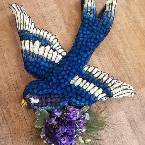Laura Evison-blue-bird-funeral-tribute-bespoke